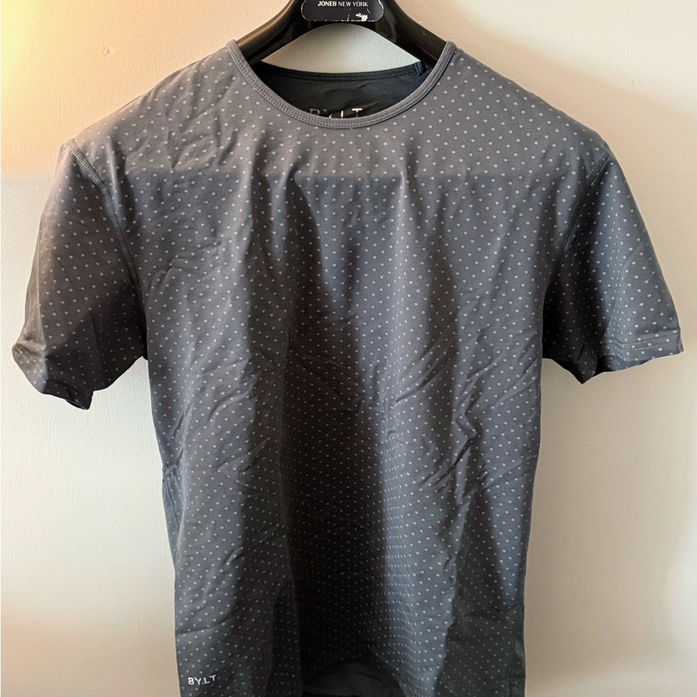 BYLT Basics Gray blue Polka Dot Tee